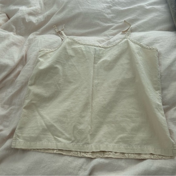 Vintage cream embroidered cotton y2k strappy cami tank top - Picture 3 of 5